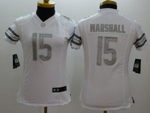  Bears #15 Brandon Marshall White Women's Stitched NFL Limited Platinum Jersey