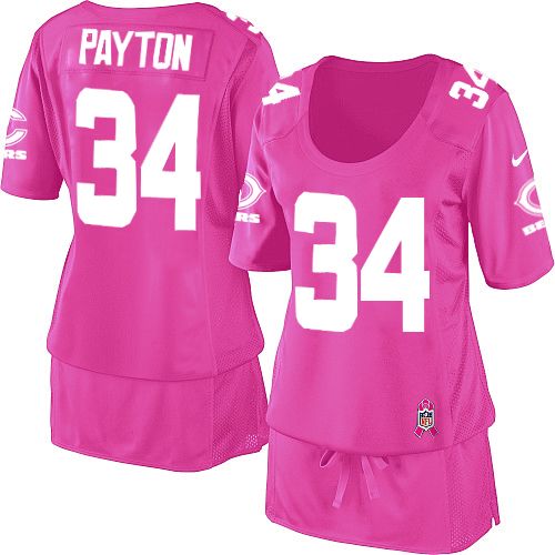  Bears #34 Walter Payton Pink Women's Breast Cancer Awareness Stitched NFL Elite Jersey