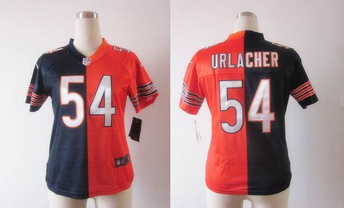  Bears #54 Brian Urlacher Navy Blue/Orange Women's Stitched NFL Elite Split Jersey