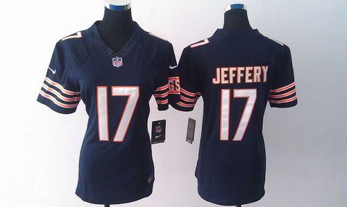  Bears #17 Alshon Jeffery Navy Blue Team Color Women's Stitched NFL Limited Jersey