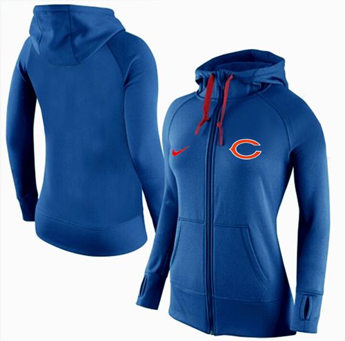 Women's  Chicago Bears Full Zip Performance Hoodie Blue