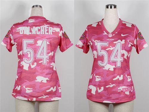  Bears #54 Brian Urlacher Pink Women's Stitched NFL Elite Camo Fashion Jersey
