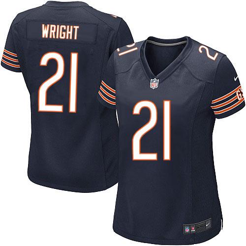  Bears #21 Major Wright Navy Blue Team Color Women's Stitched NFL Elite Jersey