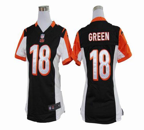  Bengals #18 A.J. Green Black Team Color Women's Stitched NFL Elite Jersey