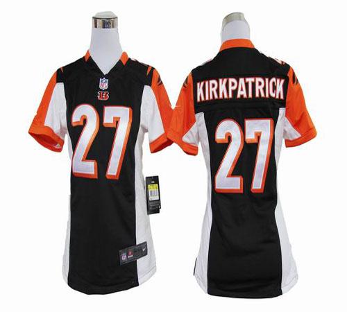  Bengals #27 Dre Kirkpatrick Black Team Color Women's Stitched NFL Elite Jersey