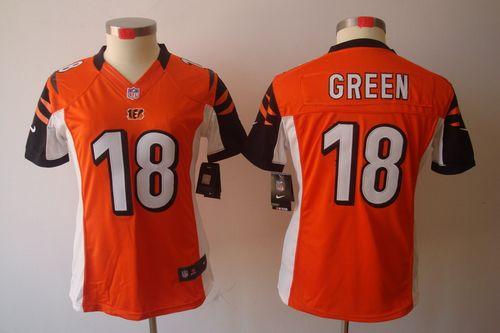  Bengals #18 A.J. Green Orange Alternate Women's Stitched NFL Limited Jersey