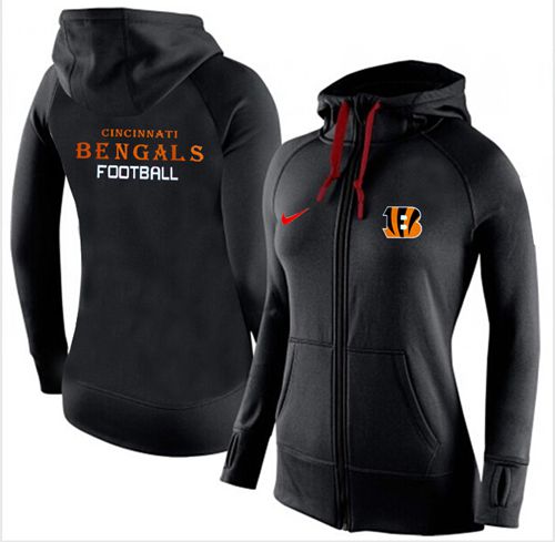 Women's  Cincinnati Bengals Full Zip Performance Hoodie Black