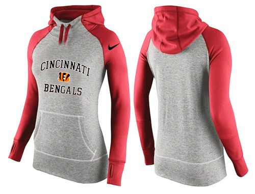 Women's  Cincinnati Bengals Performance Hoodie Grey & Red_2