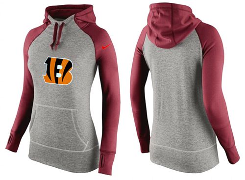 Women's  Cincinnati Bengals Performance Hoodie Grey & Red_3