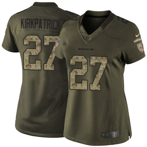  Bengals #27 Dre Kirkpatrick Green Women's Stitched NFL Limited Salute to Service Jersey