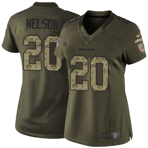  Bengals #20 Reggie Nelson Green Women's Stitched NFL Limited Salute to Service Jersey