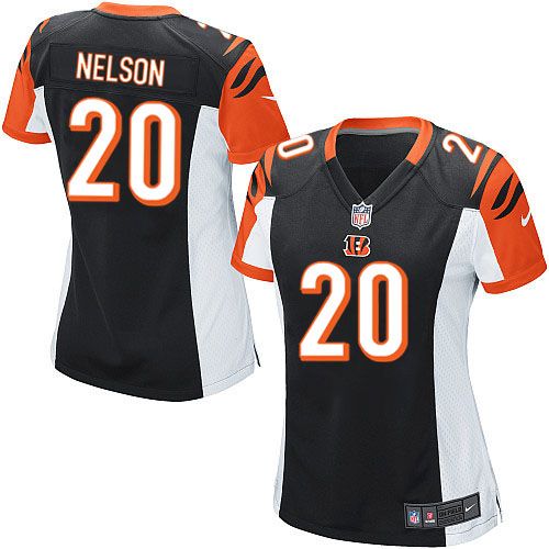  Bengals #20 Reggie Nelson Black Team Color Women's Stitched NFL Elite Jersey