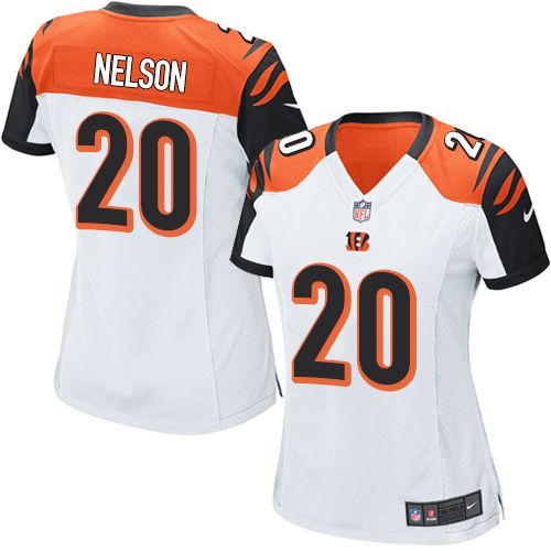  Bengals #20 Reggie Nelson White Women's Stitched NFL Elite Jersey