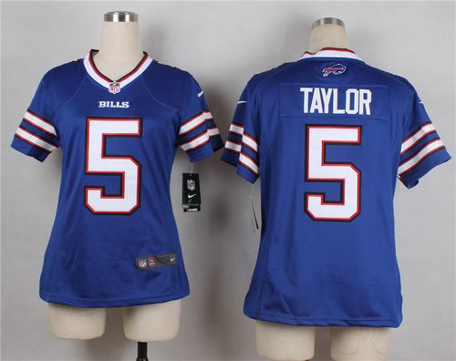  Bills #5 Tyrod Taylor Royal Blue Team Color Women's Stitched NFL Elite Jersey