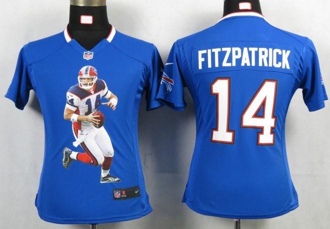  Bills #14 Ryan Fitzpatrick Royal Blue Team Color Women's Portrait Fashion NFL Game Jersey