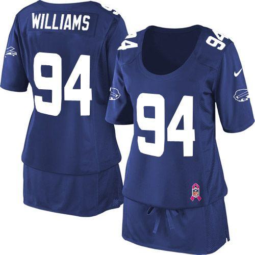  Bills #94 Mario Williams Royal Blue Team Color Women's Breast Cancer Awareness Stitched NFL Elite Jersey