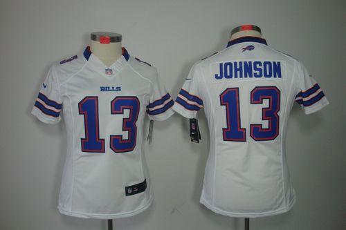  Bills #13 Steve Johnson White Women's Stitched NFL Limited Jersey