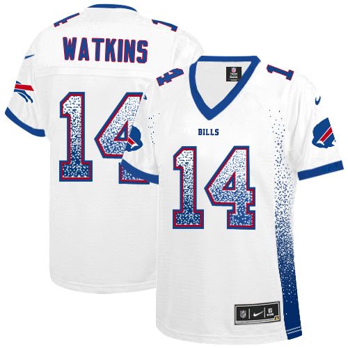  Bills #14 Sammy Watkins White Women's Stitched NFL Elite Drift Fashion Jersey
