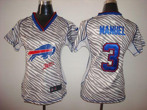  Bills #3 E. J. Manuel Zebra Women's Stitched NFL Elite Jersey