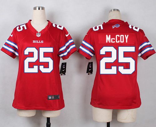  Bills #25 LeSean McCoy Red Women's Stitched NFL Limited Rush Jersey