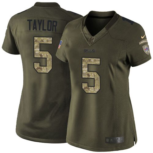  Bills #5 Tyrod Taylor Green Women's Stitched NFL Limited Salute to Service Jersey
