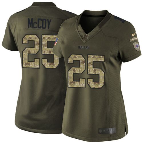  Bills #25 LeSean McCoys Green Women's Stitched NFL Limited Salute to Service Jersey
