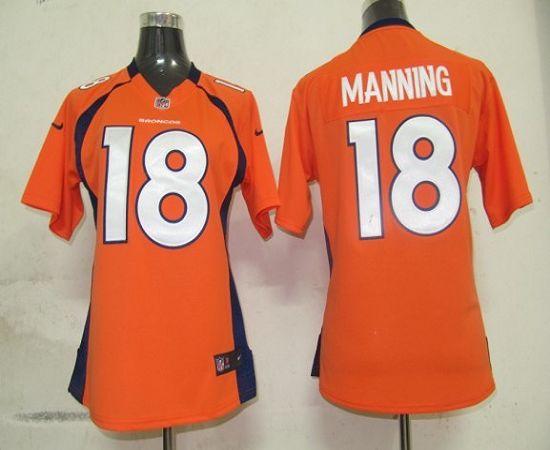  Broncos #18 Peyton Manning Orange Team Color Women's Stitched NFL Elite Jersey