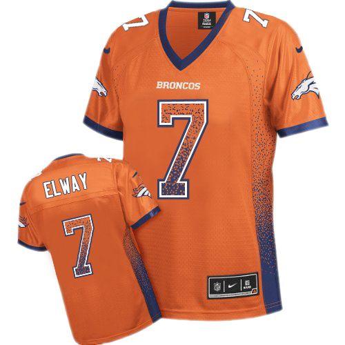  Broncos #7 John Elway Orange Team Color Women's Stitched NFL Elite Drift Fashion Jersey
