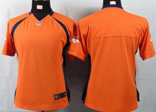  Broncos Blank Orange Team Color Women's NFL Game Jersey