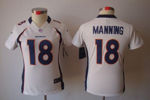  Broncos #18 Peyton Manning White Women's Stitched NFL Limited Jersey