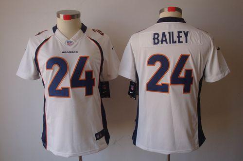  Broncos #24 Champ Bailey White Women's Stitched NFL Limited Jersey