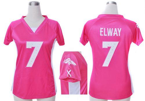  Broncos #7 John Elway Pink Draft Him Name & Number Top Women's Stitched NFL Elite Jersey