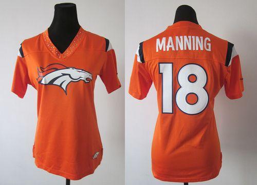  Broncos #18 Peyton Manning Orange Team Color Women's Stitched NFL Team Diamond Elite Jersey