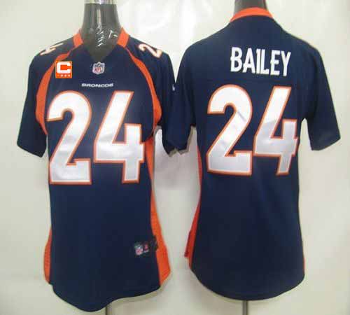  Broncos #24 Champ Bailey Blue Alternate With C Patch Women's Stitched NFL Elite Jersey