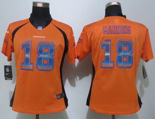  Broncos #18 Peyton Manning Orange Team Color Women's Stitched NFL Elite Strobe Jersey