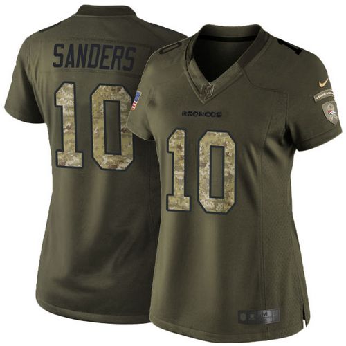  Broncos #10 Emmanuel Sanders Green Women's Stitched NFL Limited Salute to Service Jersey