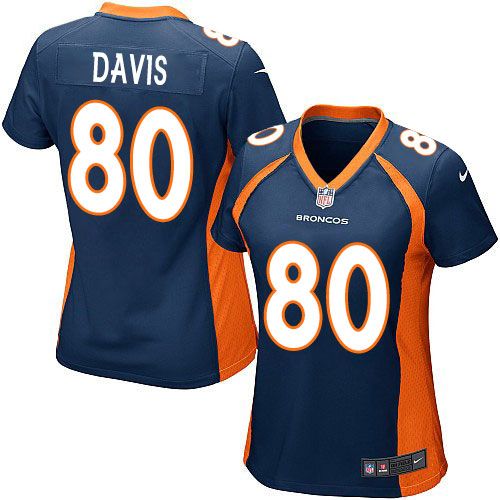 Broncos #80 Vernon Davis Blue Alternate Women's Stitched NFL New Elite Jersey