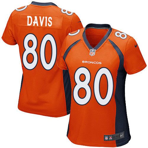  Broncos #80 Vernon Davis Orange Team Color Women's Stitched NFL New Elite Jersey