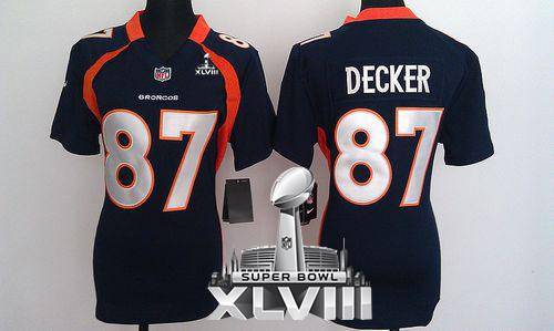  Broncos #87 Eric Decker Blue Alternate Super Bowl XLVIII Women's Stitched NFL Elite Jersey