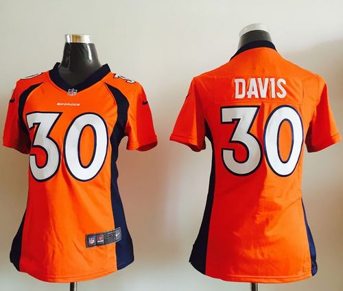  Broncos #30 Terrell Davis Orange Team Color Women's Stitched NFL New Elite Jersey