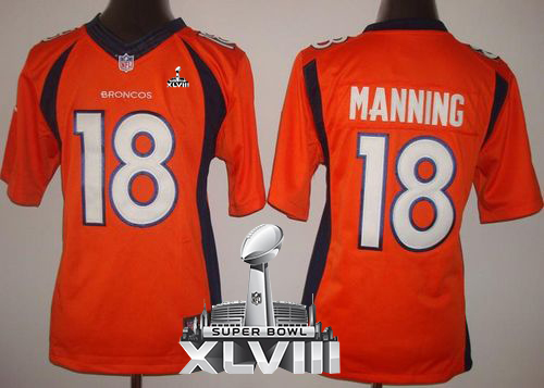  Broncos #18 Peyton Manning Orange Team Color Super Bowl XLVIII Women's Stitched NFL New Limited Jersey