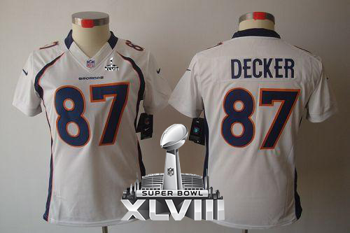  Broncos #87 Eric Decker White Super Bowl XLVIII Women's Stitched NFL Limited Jersey