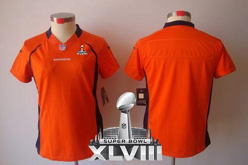  Broncos Blank Orange Team Color Super Bowl XLVIII Women's Stitched NFL Limited Jersey
