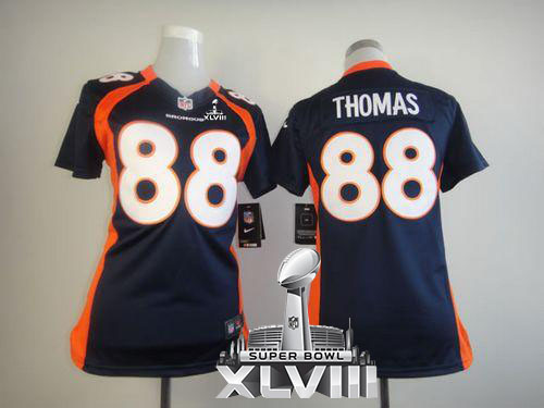  Broncos #88 Demaryius Thomas Blue Alternate Super Bowl XLVIII Women's Stitched NFL Elite Jersey