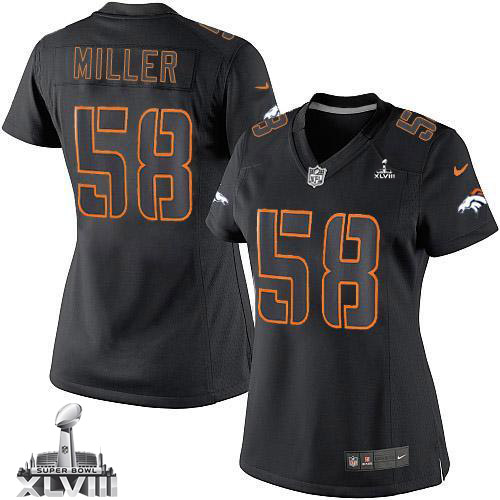  Broncos #58 Von Miller Black Impact Super Bowl XLVIII Women's Stitched NFL Limited Jersey