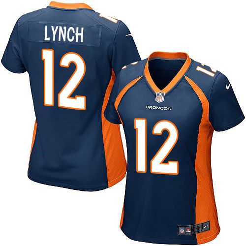  Broncos #12 Paxton Lynch Blue Alternate Women's Stitched NFL New Elite Jersey