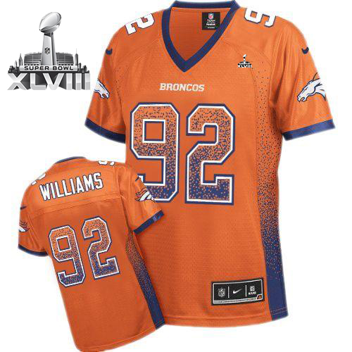  Broncos #92 Sylvester Williams Orange Team Color Super Bowl XLVIII Women's Stitched NFL Elite Drift Fashion Jersey