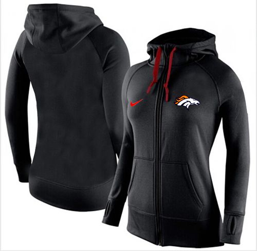 Women's  Denver Broncos Full Zip Performance Hoodie Black