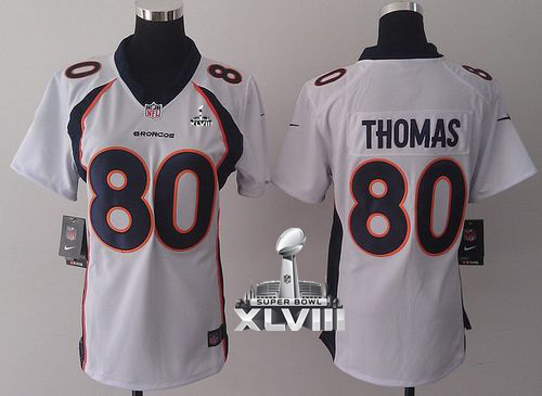 Broncos #80 Julius Thomas White Super Bowl XLVIII Women's Stitched NFL New Elite Jersey