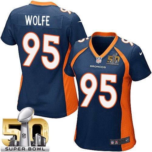  Broncos #95 Derek Wolfe Blue Alternate Super Bowl 50 Women's Stitched NFL New Elite Jersey